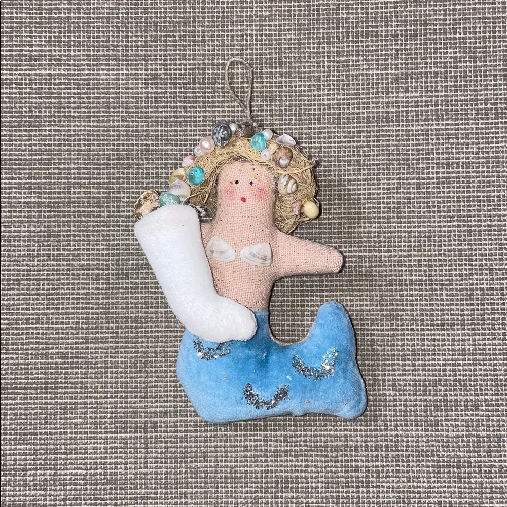 Handmade Mermaid Ornament with Blue Tail - Picture 1 of 2